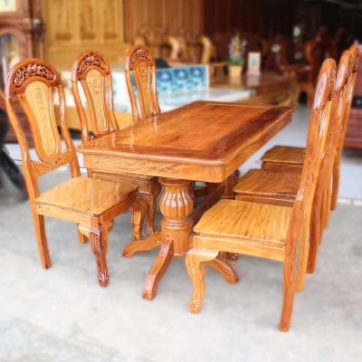 BÀN ĂN GỖ CĂM -GÕ 6 GHẾ