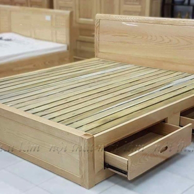 Giường Gỗ Sồi Ngăn Kéo