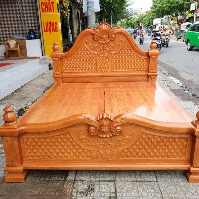 Giường Ngủ Nữ Hoàng Gỗ Đỏ 100% Cao Cấp