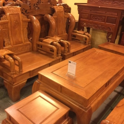 Salon Tần Thủy Hoàng Gỗ Gõ Đỏ Tay 12